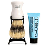White Barbiere Pure Bristle Shaving Brush With Stand & Free 15Ml Shave Crème Buddy