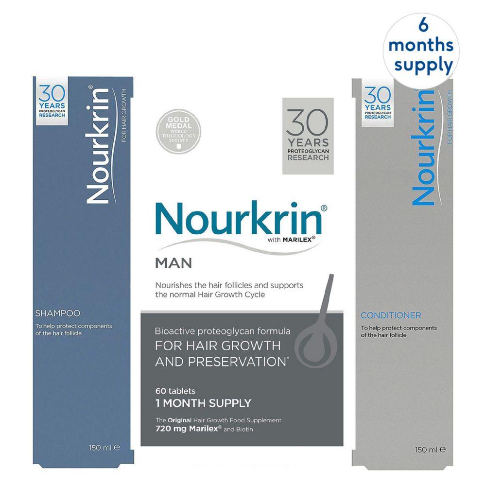 Man 6 Months + Free 2X Nourkrin Shampoo & Scalp Cleanser 150Ml & 2X Nourkrin Conditioner 150Ml