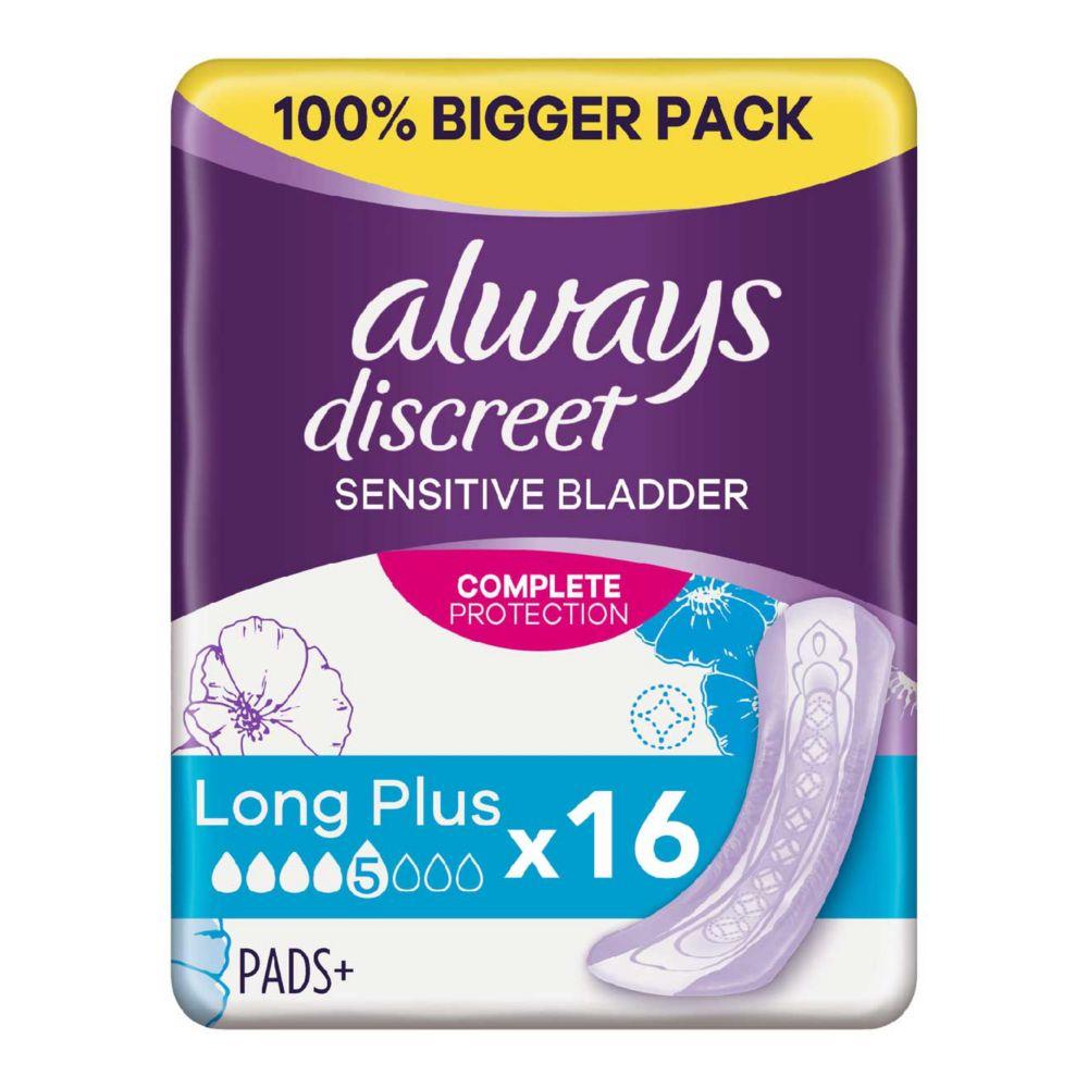 Discreet Incontinence Pads Plus Long Plus For Sensitive Bladder X 16