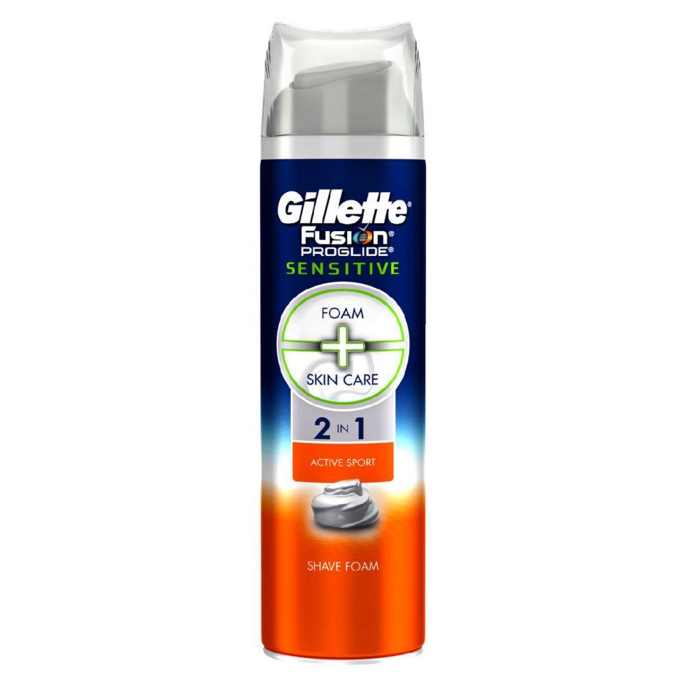 Fusion Proglide 2-In-1 Active Sport Sensitive Shaving Foam 250Ml