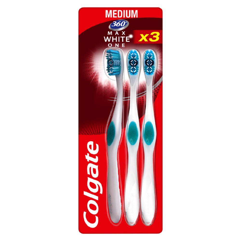 360 Max White One Medium Toothbrush X3