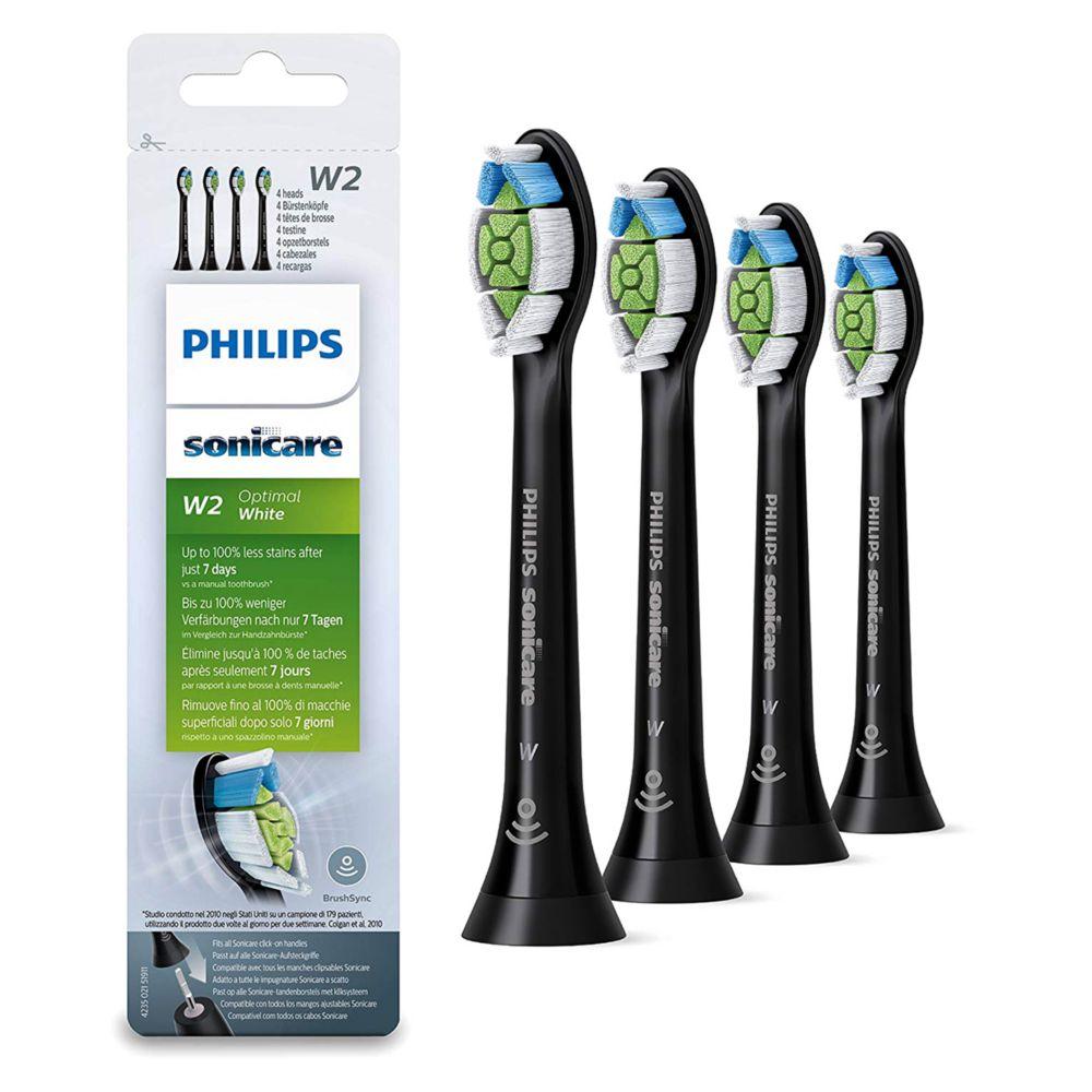 Sonicare Optimal White Brushsync Enabled Replacement Brush Heads - 4Pk Black Hx6064/13