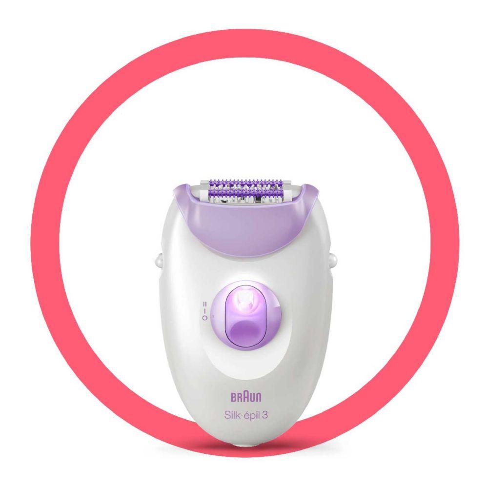 Silk-Épil 3 3-170, Epilator For Long-Lasting Hair Removal - White/Purple