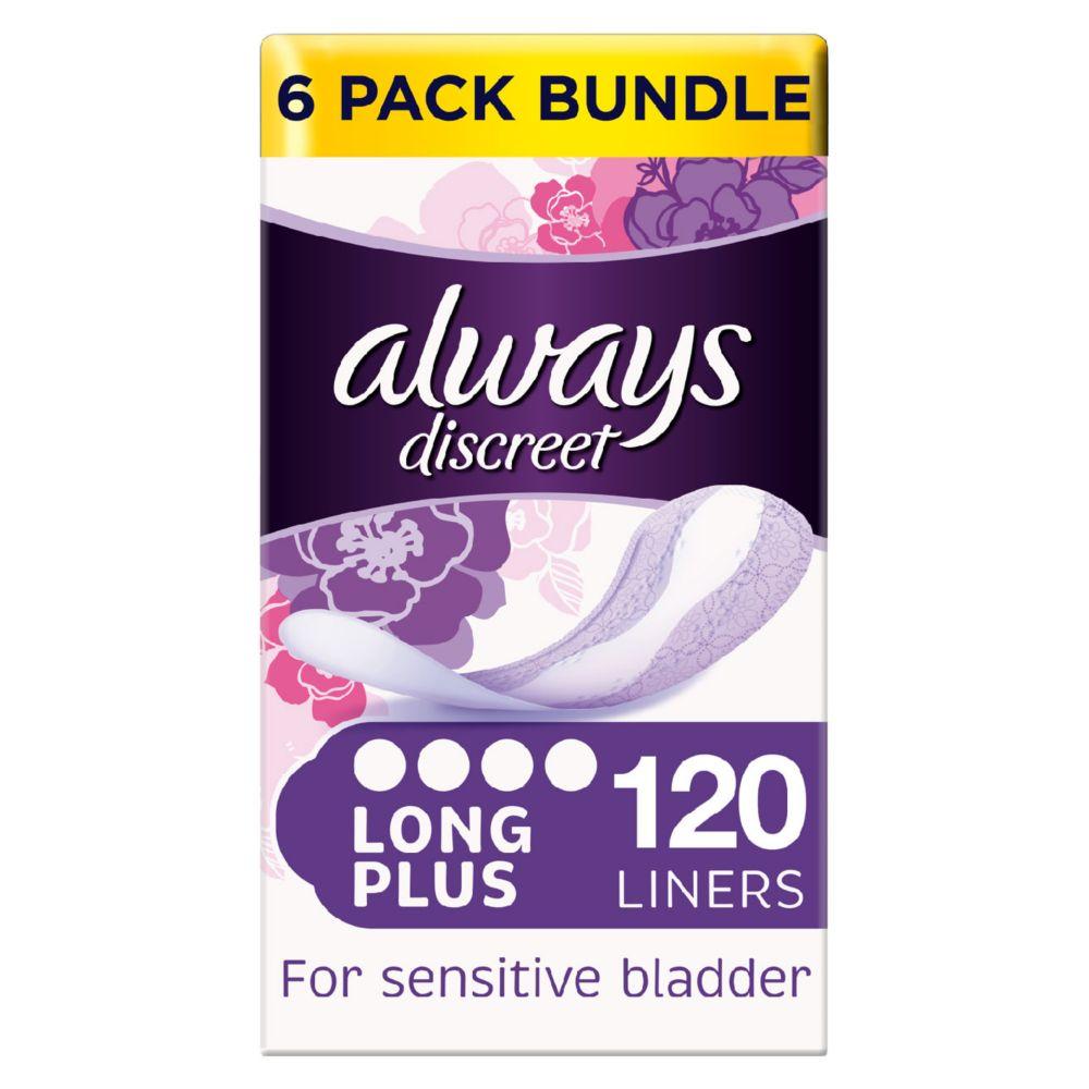 Discreet Liners Plus - 120 Liners (6 Pack Bundle)