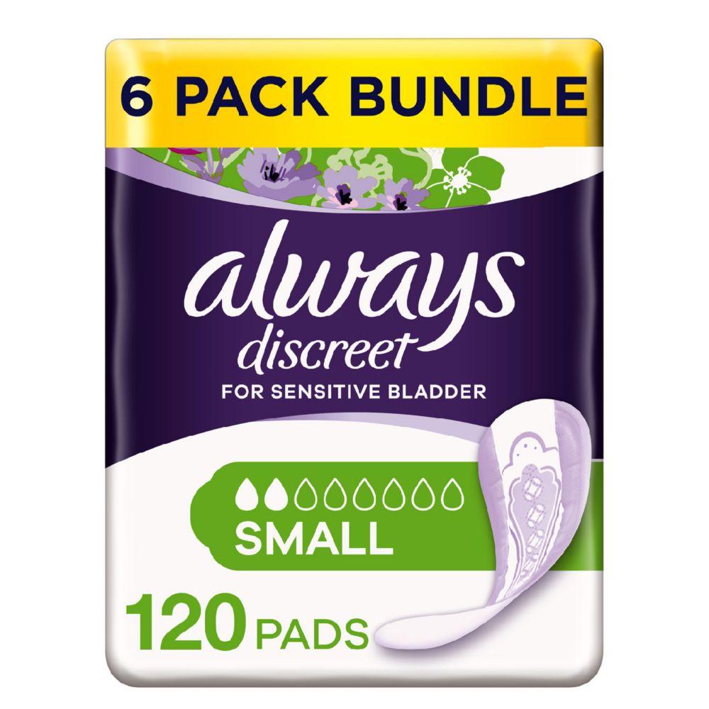 Discreet Small Pads - 120 Pads (6 Pack Bundle)