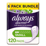 Discreet Small Pads - 120 Pads (6 Pack Bundle)
