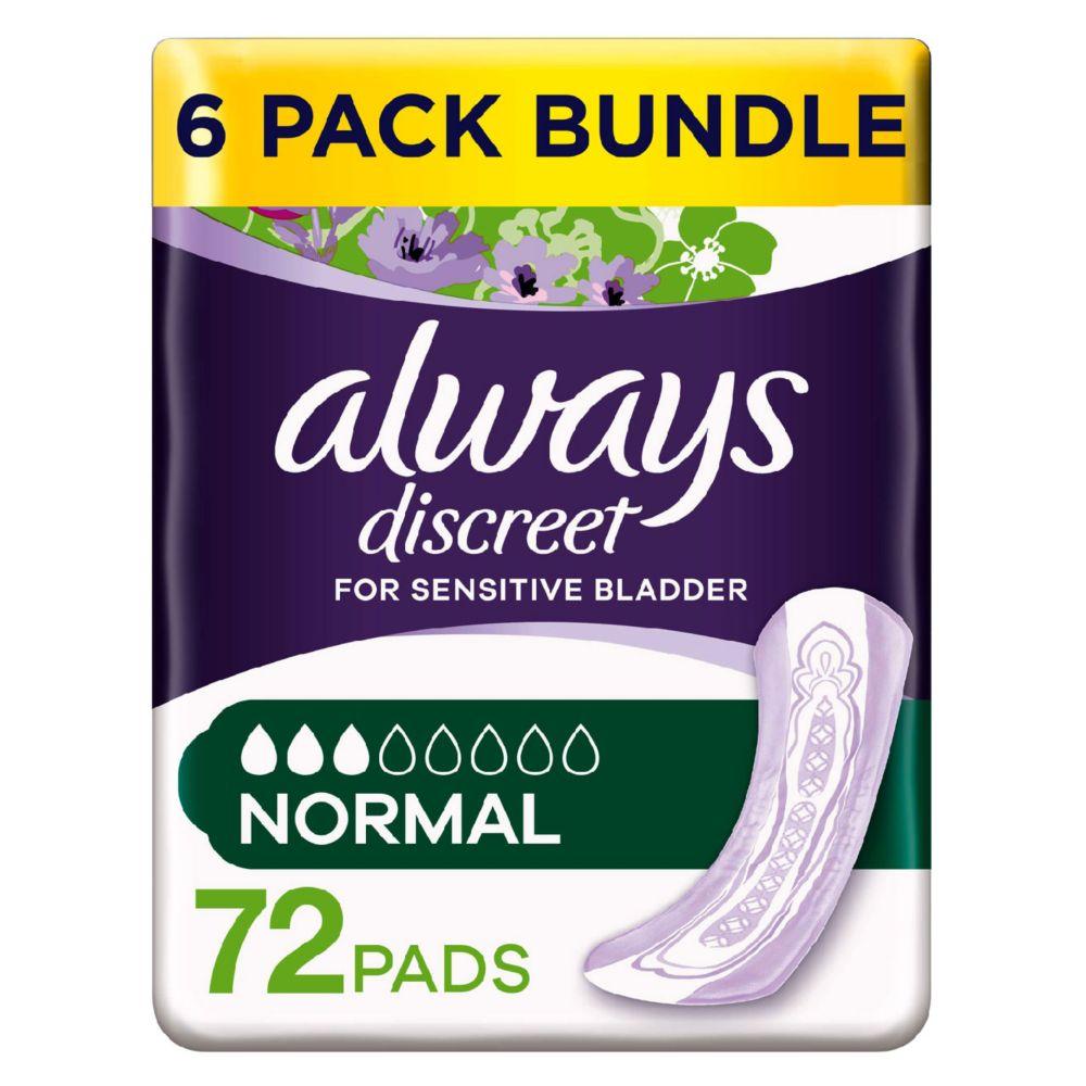 Discreet Normal Pads - 72 Pads (6 Pack Bundle)