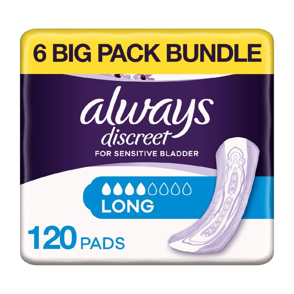Discreet Long Pads - 120 Pads (6 Pack Bundle)