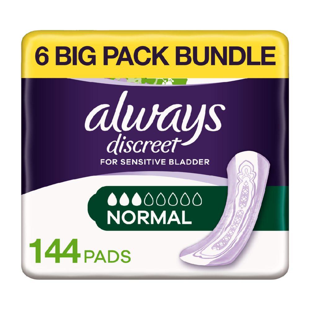 Discreet Normal Pads - 144 Pads (6 Pack Bundle)