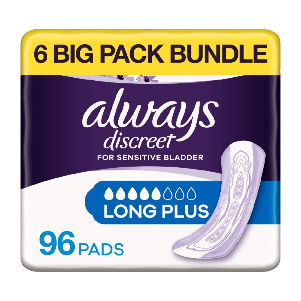 Discreet Long Plus Pads - 96 Pads (6 Pack Bundle)