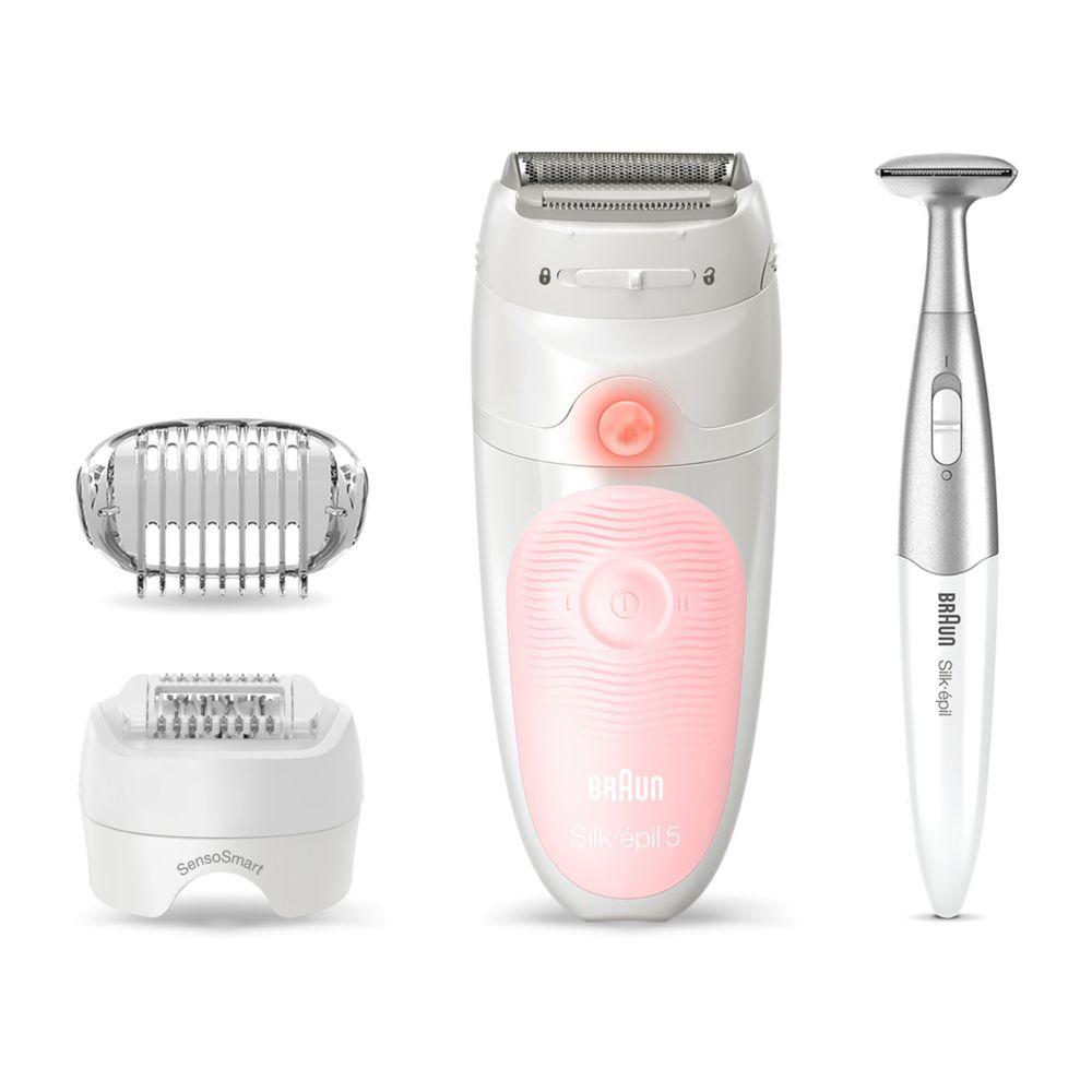 Silk-Épil 5 5-820 Epilator For Women For Gentle Hair Removal, White/Pink