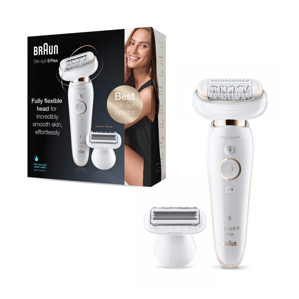 Silk-Épil 9 Flex 9-002 - Epilator With Flexible Head For Easier Hair Removal, White/Gold