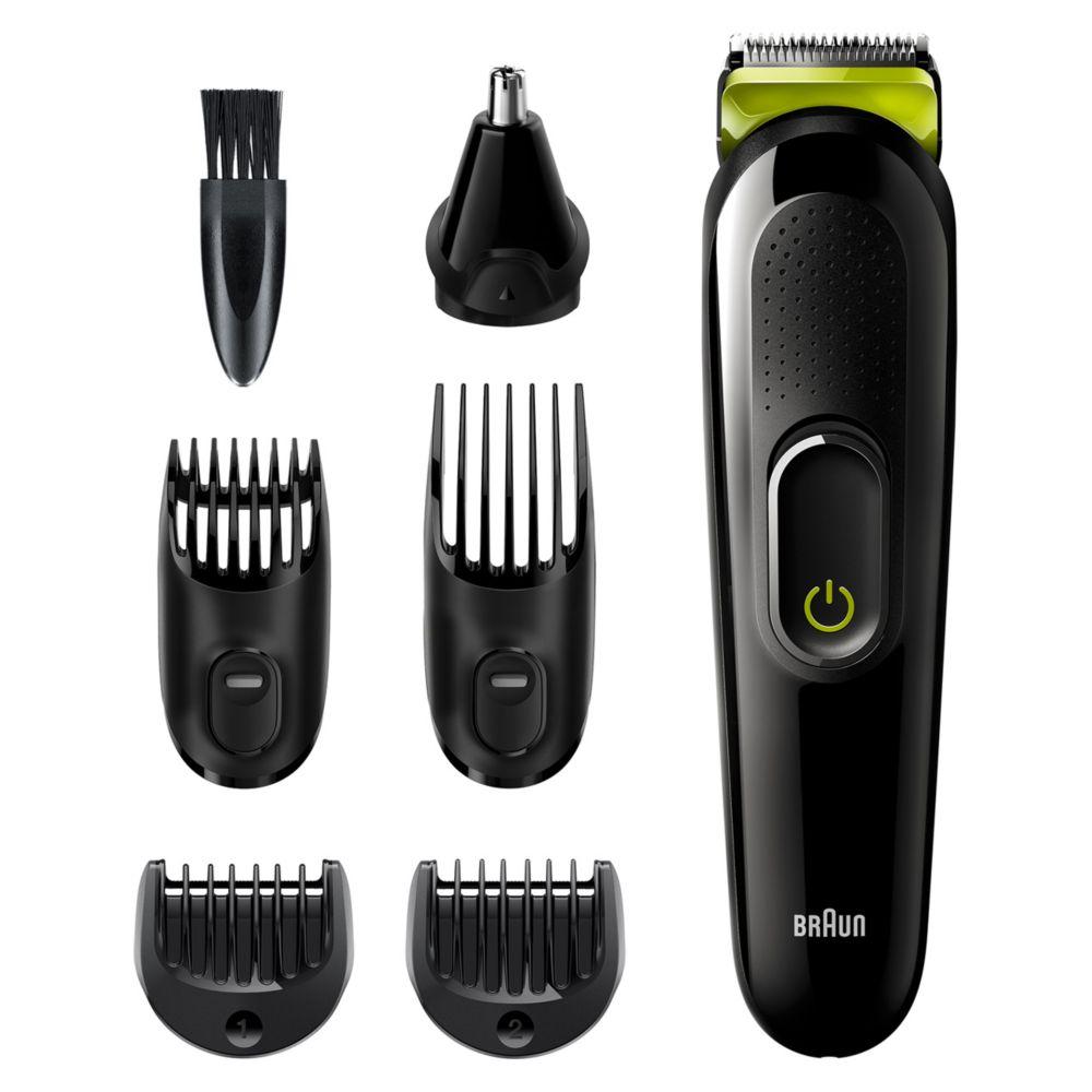 6-In-1 Mgk3221 Men Beard Trimmer, Face, Ear & Nose Trimmer & Hair Clipper, Black/Volt Green