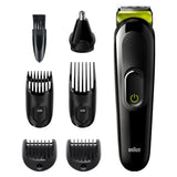 6-In-1 Mgk3221 Men Beard Trimmer, Face, Ear & Nose Trimmer & Hair Clipper, Black/Volt Green
