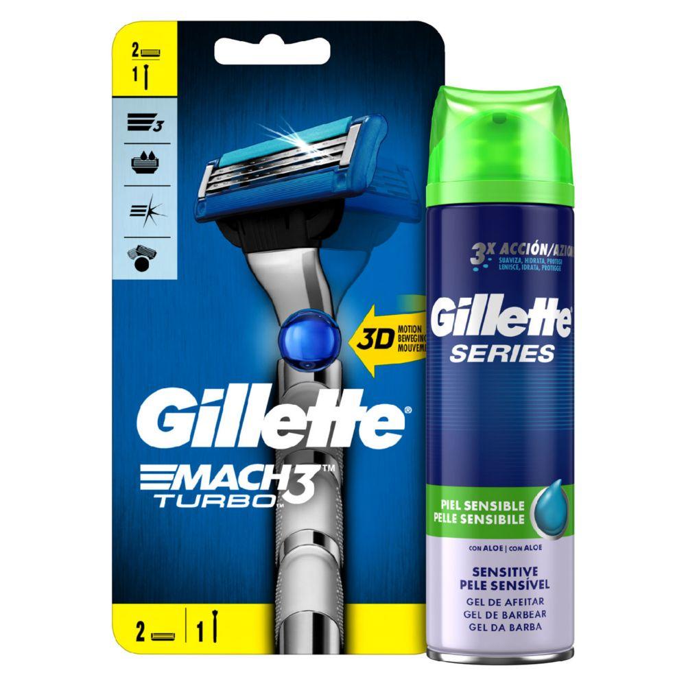 Mach3 Turbo 3D Razor & Sensitive Shaving Gel Bundle