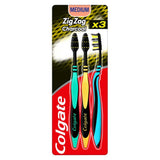 Zigzag Black Medium Toothbrush X3