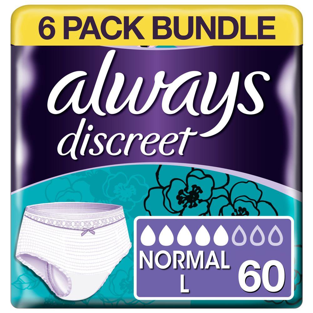 Discreet For Sensitive Bladder Pants (5 Drop) Large - 60 Pants (6 Pack Bundle)