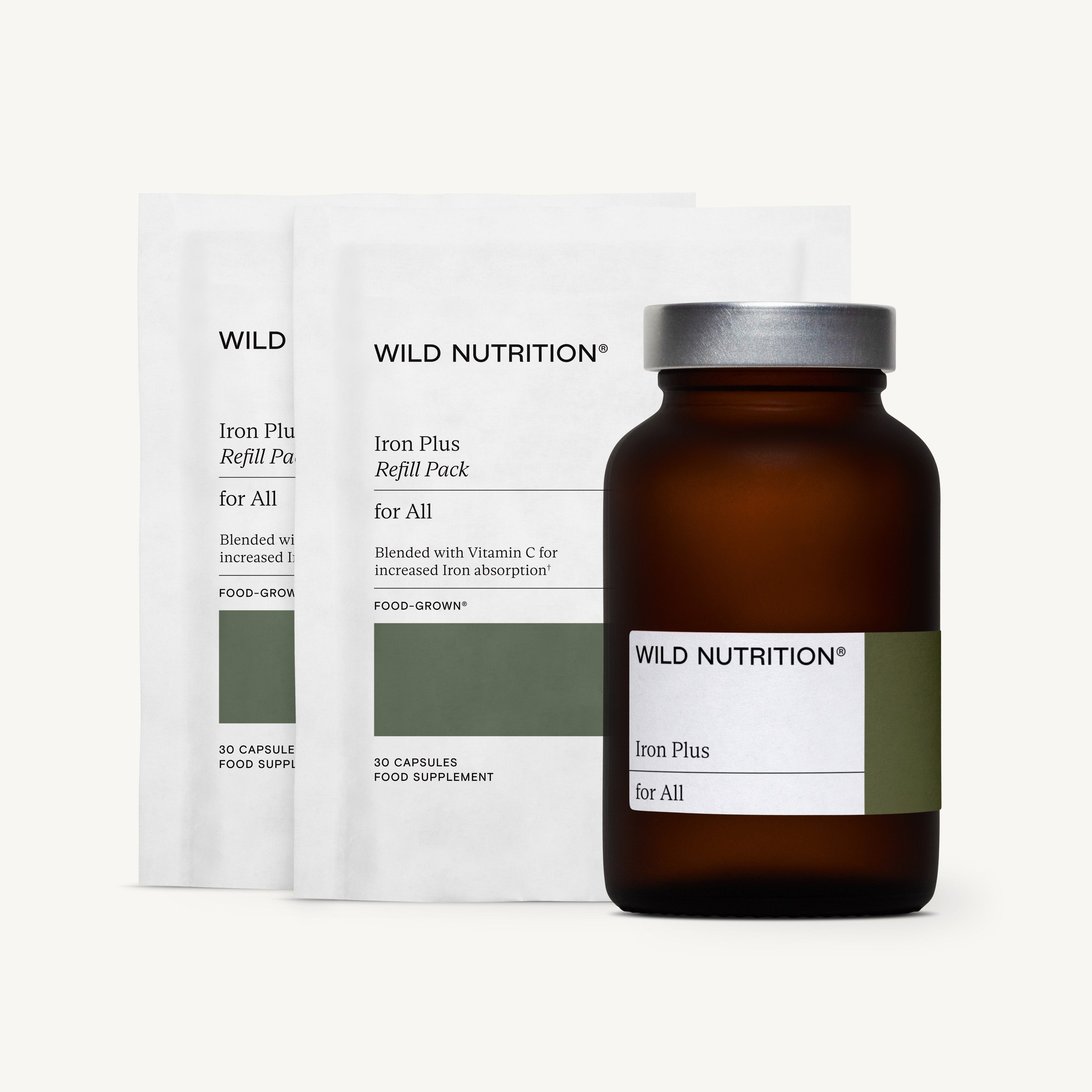 Wild Nutrition Food-Grown® Iron Plus - 3 Month Supply for Energy Production & Reduced Fatigue