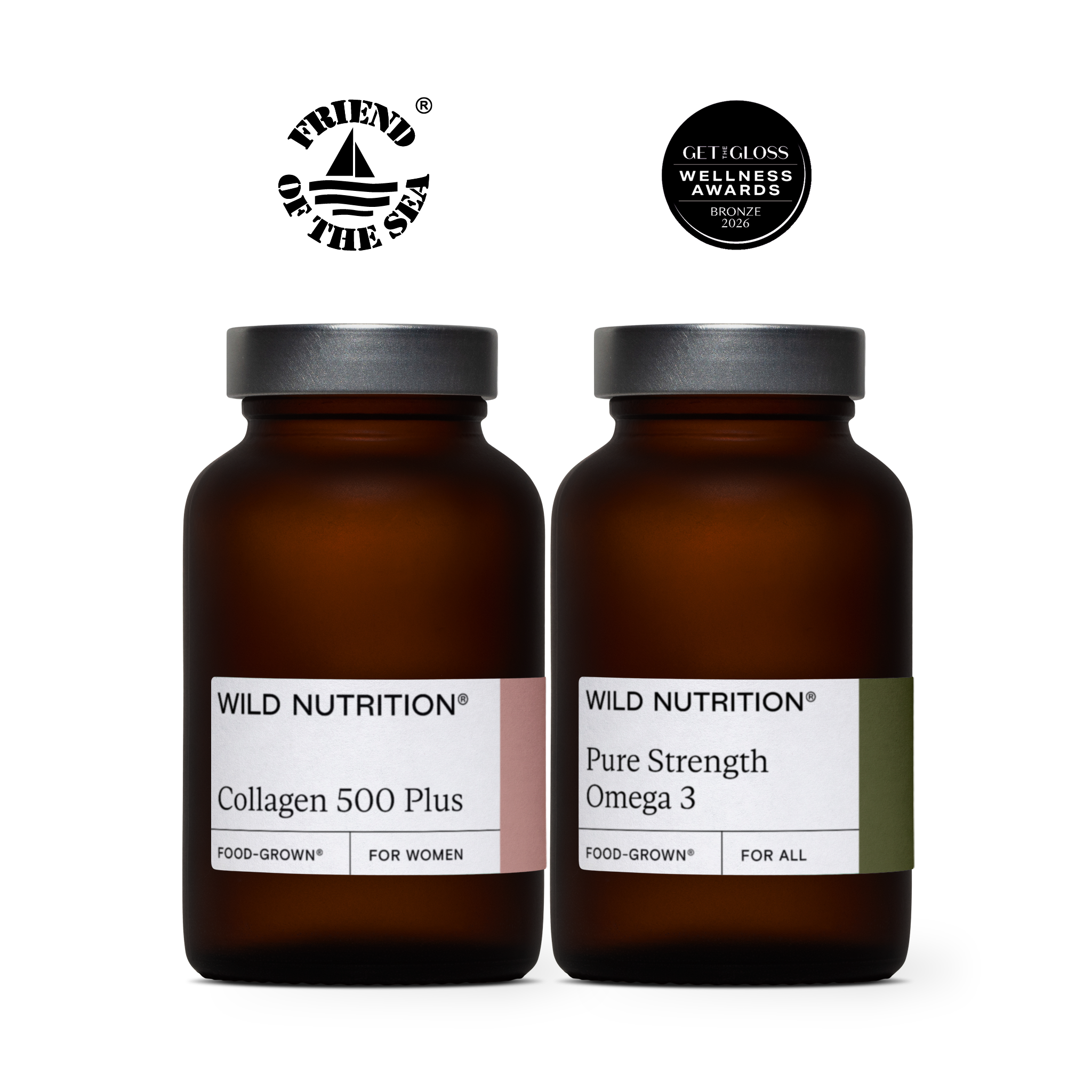Wild Nutrition Collagen 500 Plus - 3 Month Supply for Skin, Hair, Nails & Joint Health