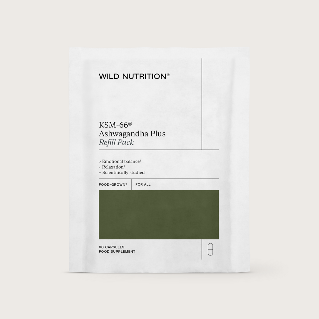 Wild Nutrition Food-Grown® KSM-66 Ashwagandha Plus - 3 Month Supply for Stress Management & Emotional Balance