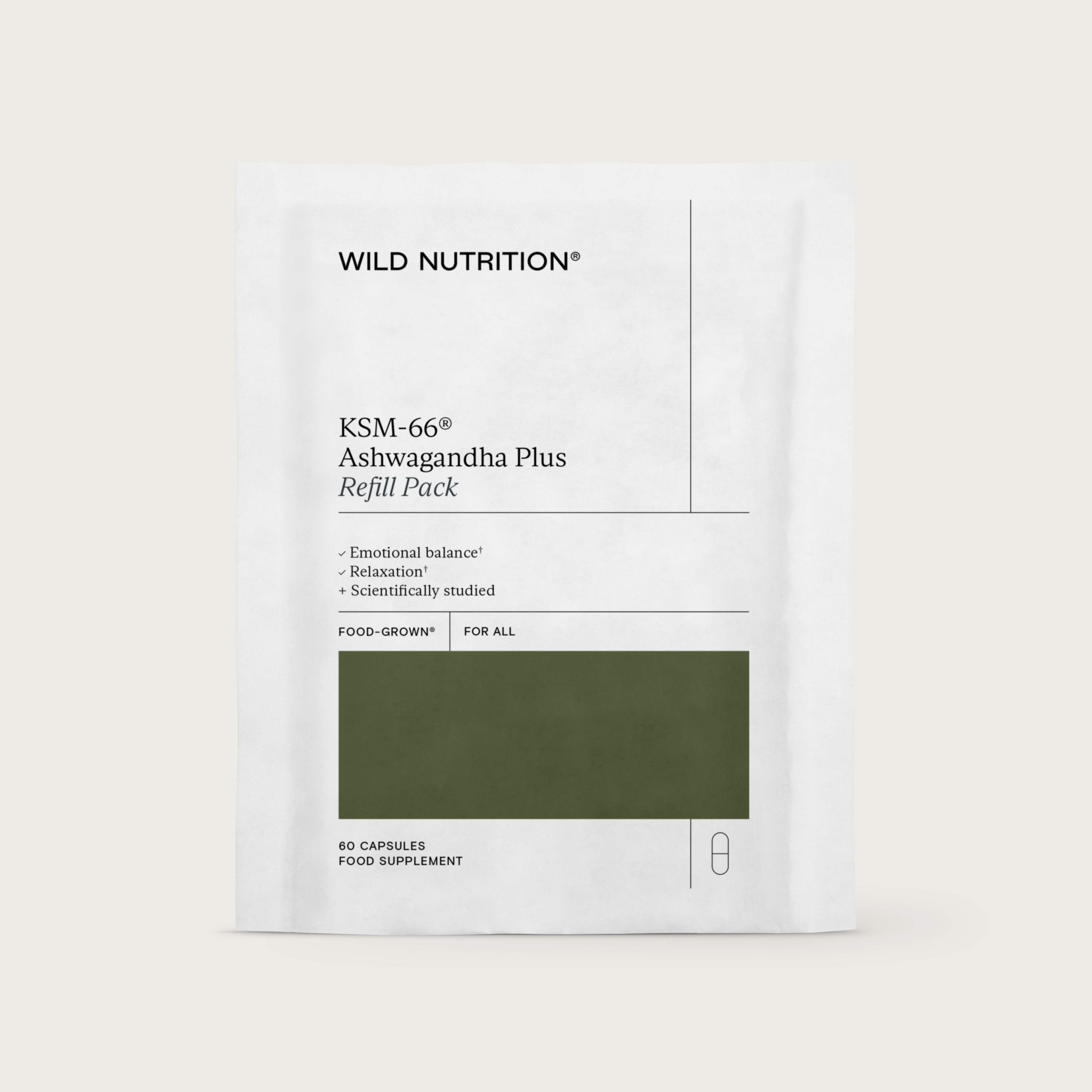 Wild Nutrition Food-Grown® KSM-66 Ashwagandha Plus - 3 Month Supply for Stress Management & Emotional Balance