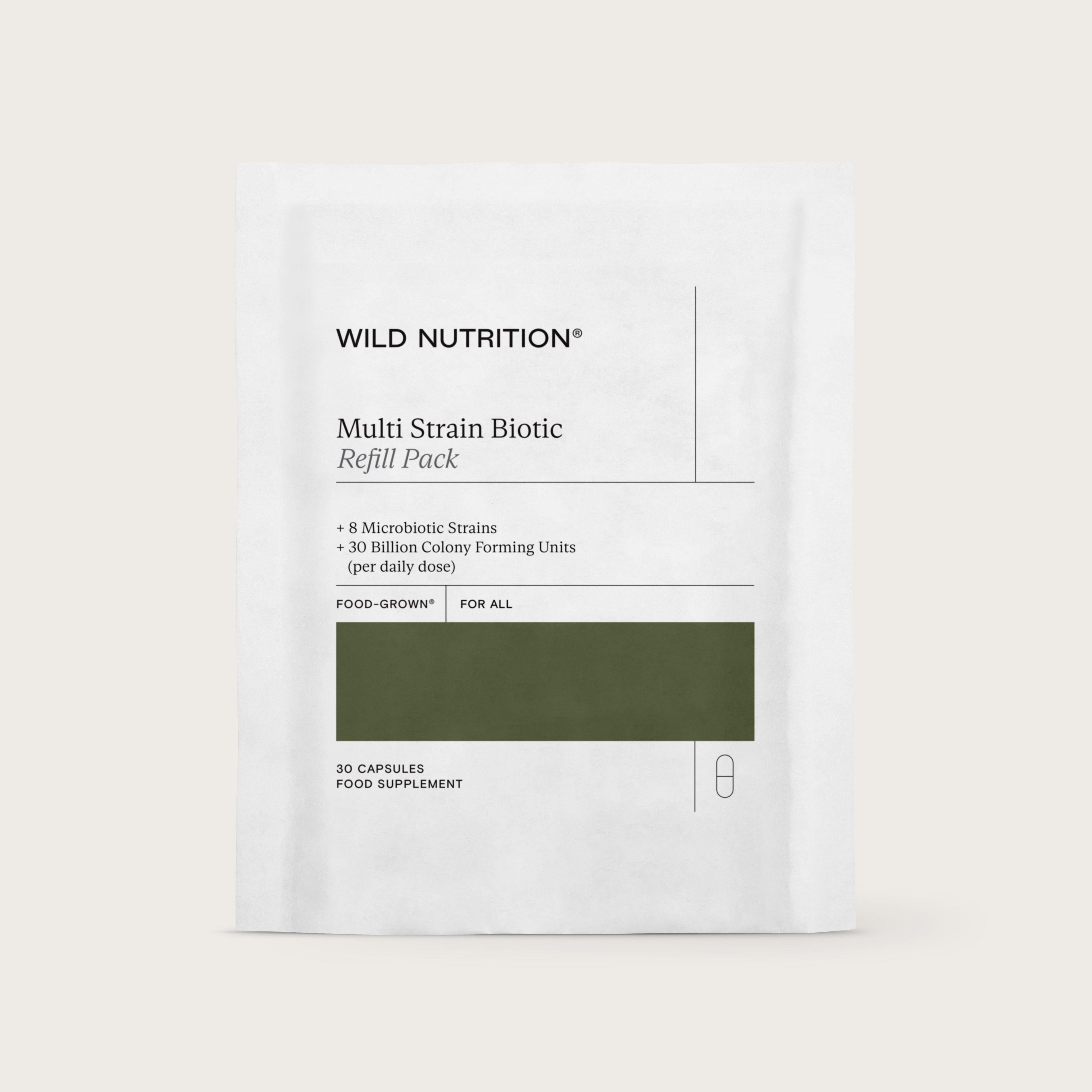 Wild Nutrition Food-Grown® Multi Strain Biotic - 3 Month Supply for Gut Health & Digestive Support
