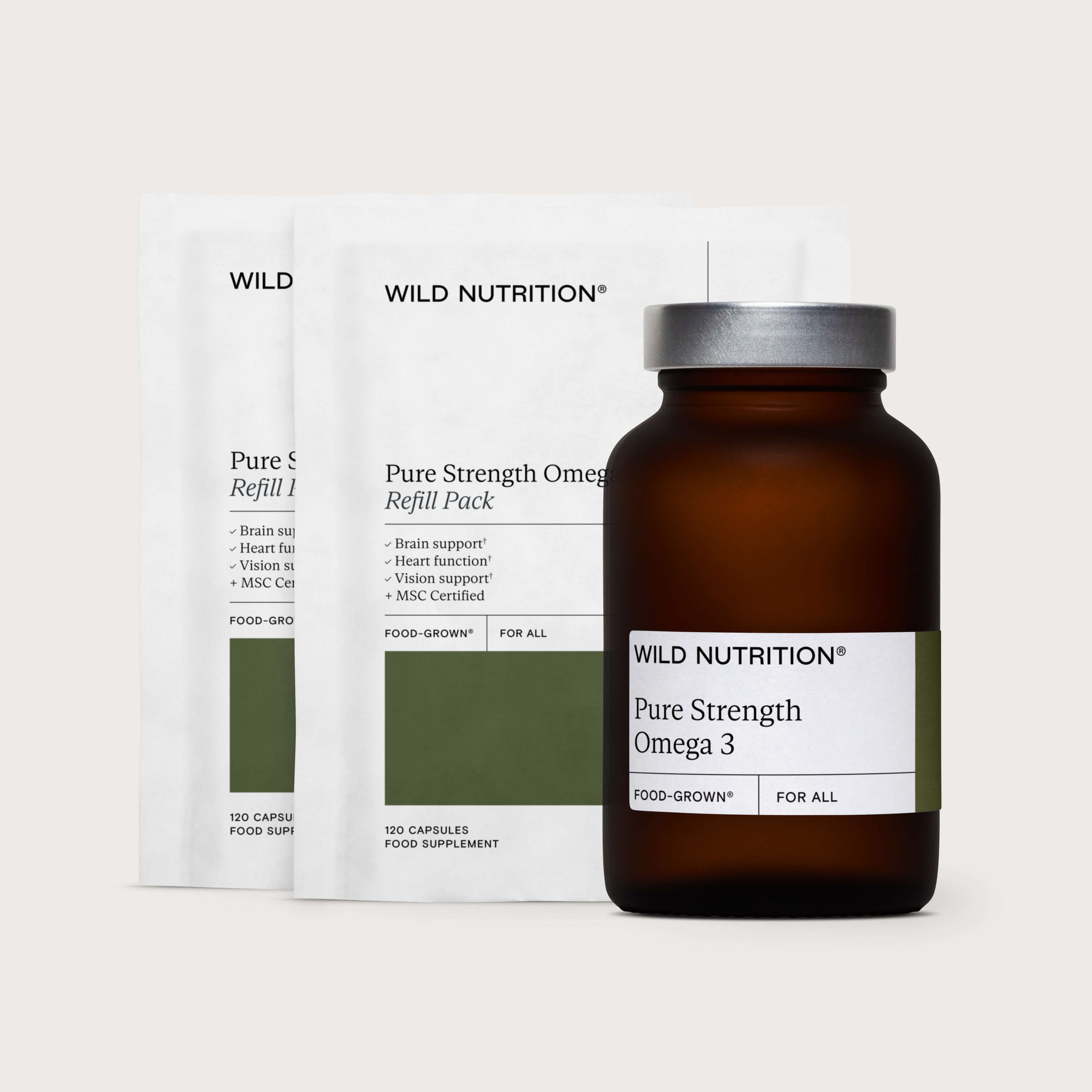 Wild Nutrition Food-Grown® Omega 3 - 3 Month Supply for Brain, Heart & Vision Support