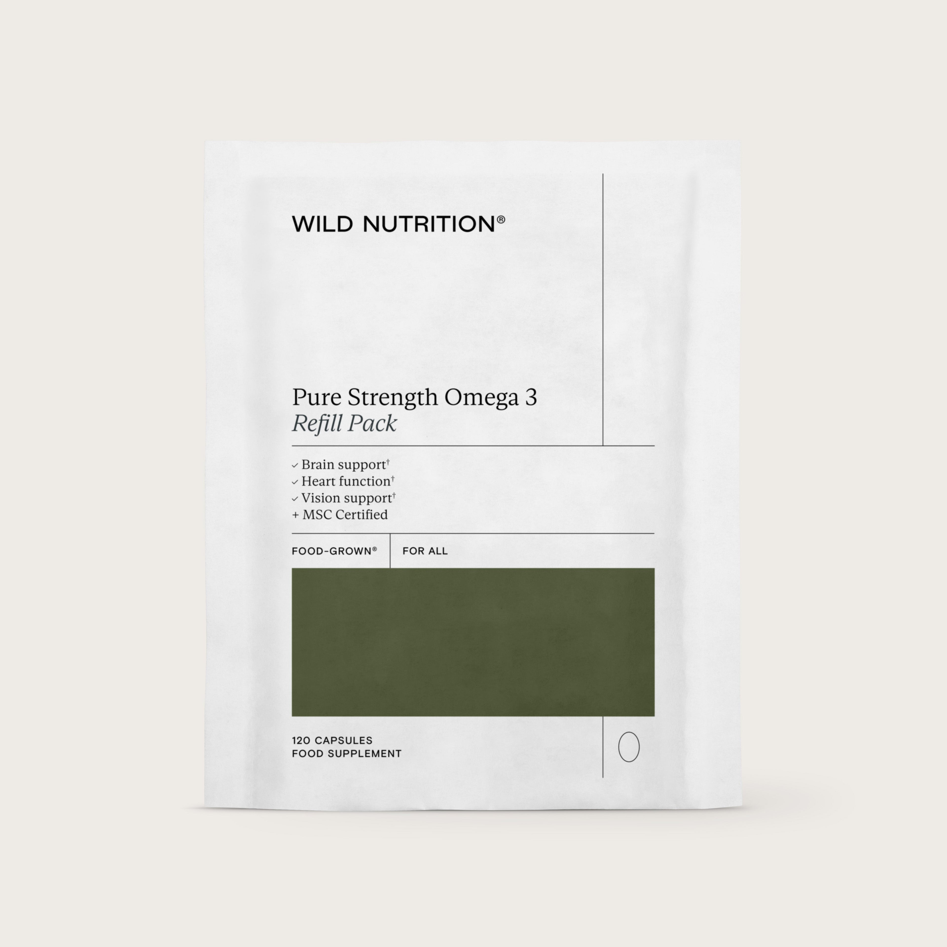 Wild Nutrition Food-Grown® Omega 3 - 3 Month Supply for Brain, Heart & Vision Support