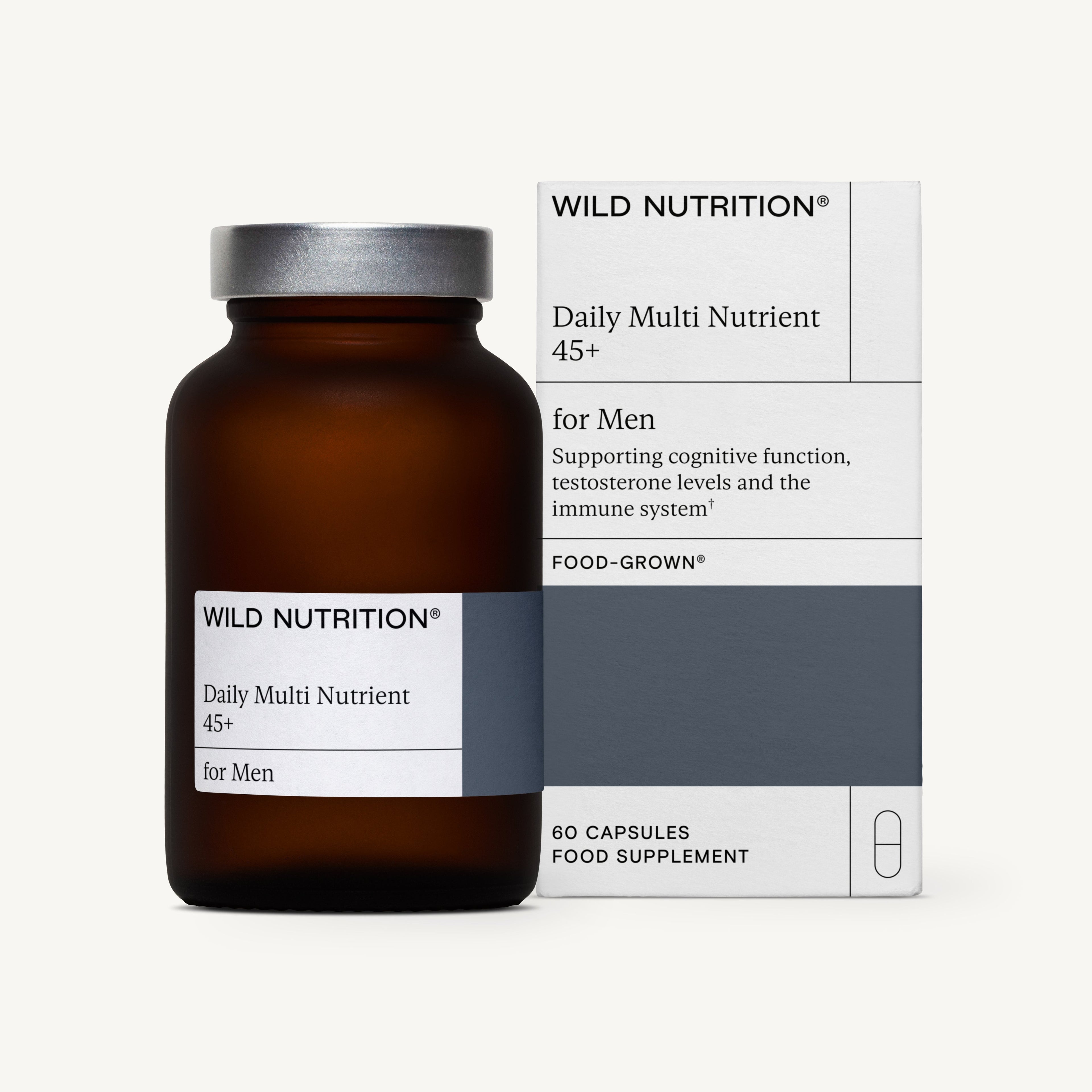 Wild Nutrition Food-Grown® Daily Multi Nutrient 45+ for Men - 3 Month Supply for Healthy Ageing & Daily Vitality