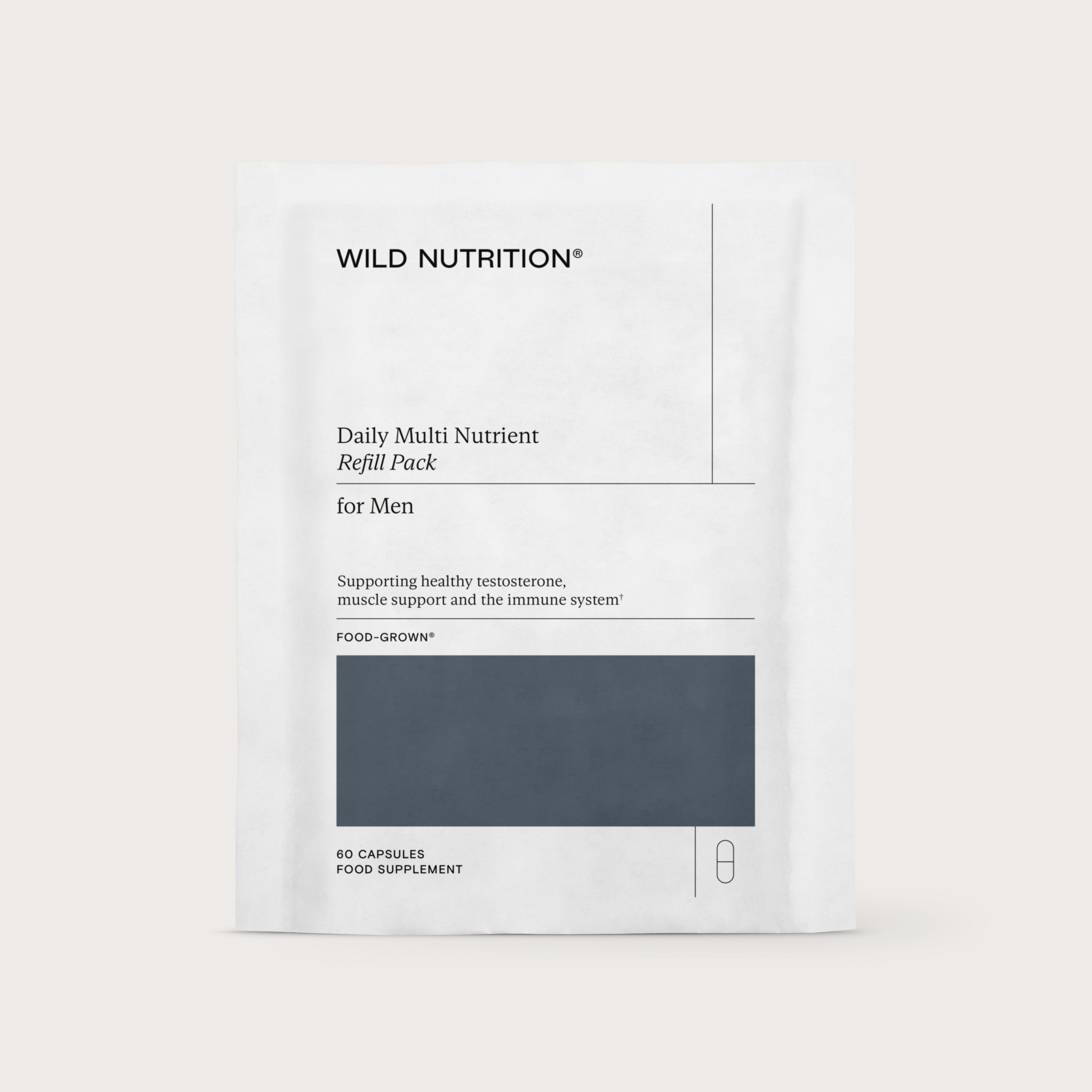 Wild Nutrition Food-Grown® Men's Daily Multi Nutrient - 3 Month Supply for Daily Wellness & Nutritional Support