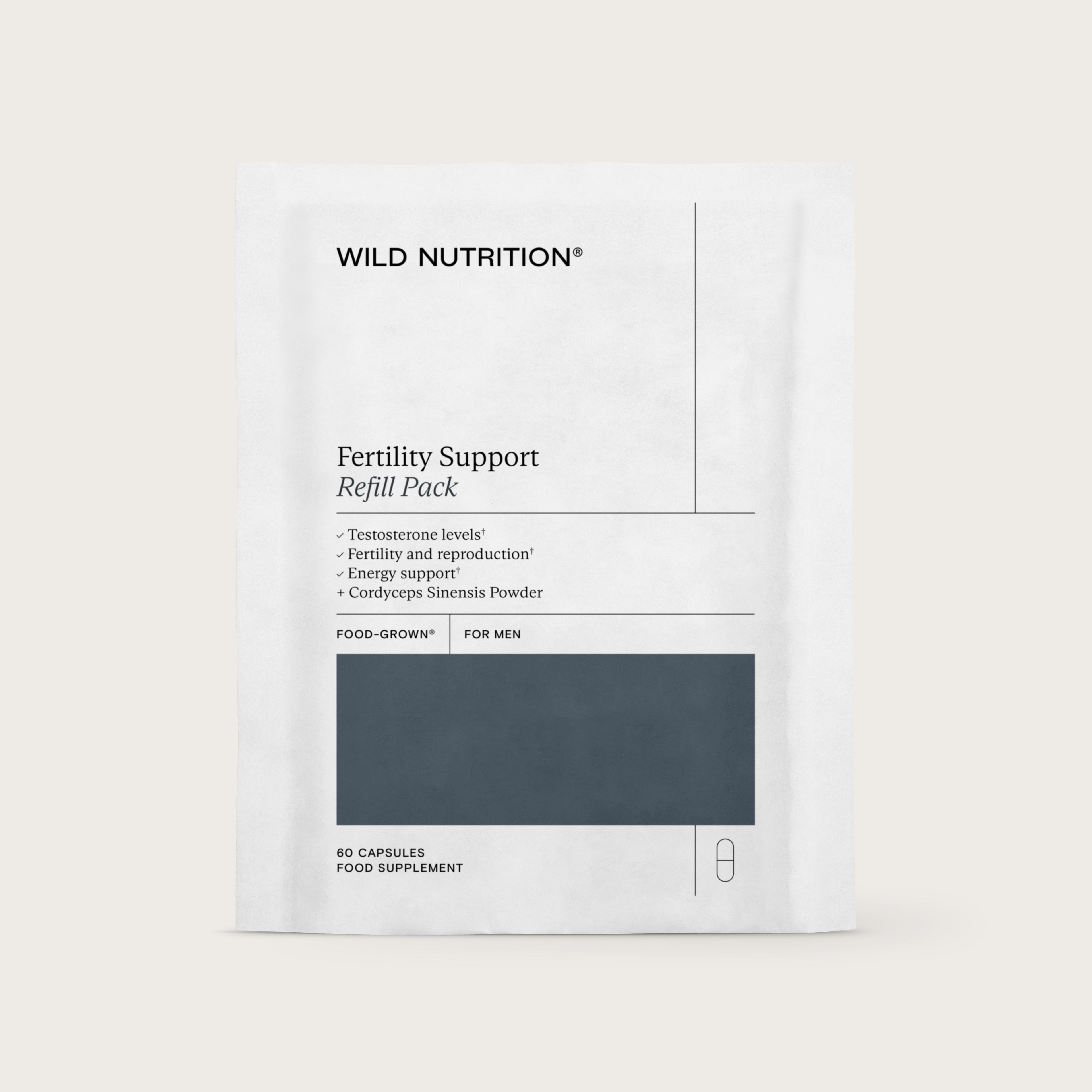 Wild Nutrition Food-Grown® Fertility Support for Men - 3 Month Supply for Male Fertility & Reproductive Health