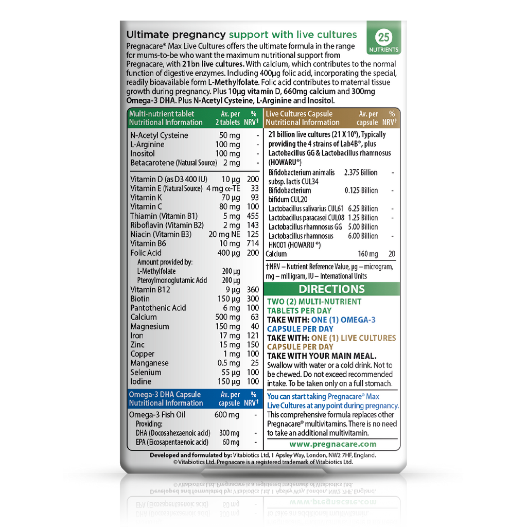 Vitabiotics Pregnacare Max with Live Cultures