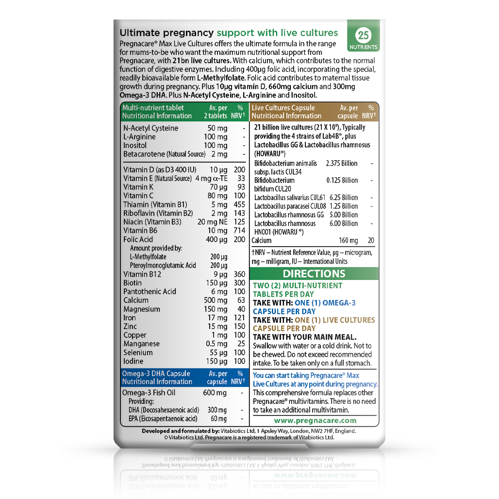 Vitabiotics Pregnacare Max with Live Cultures