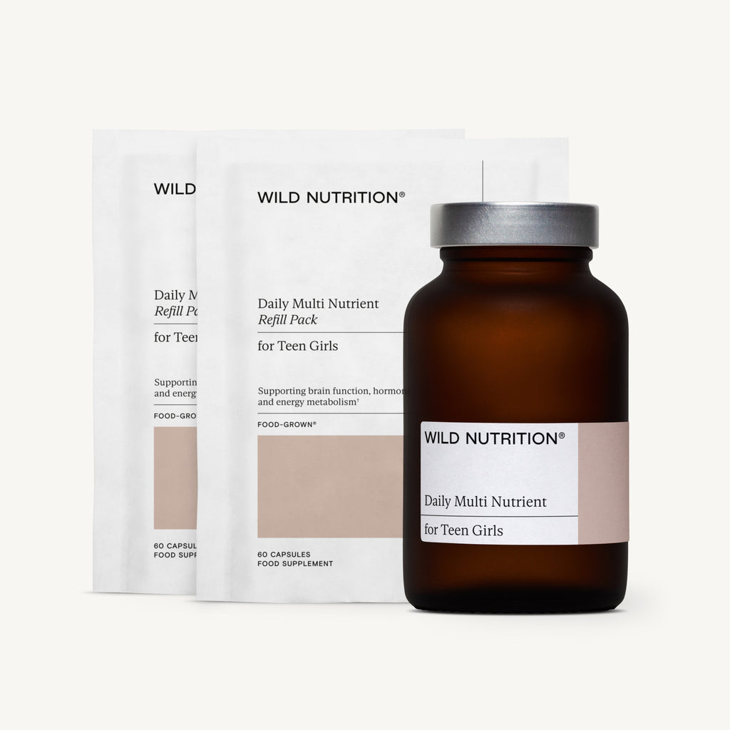 Wild Nutrition Food-Grown® Daily Multi Nutrient for Teen Girls - 3 Month Supply for Growth, Development & Nutritional Support