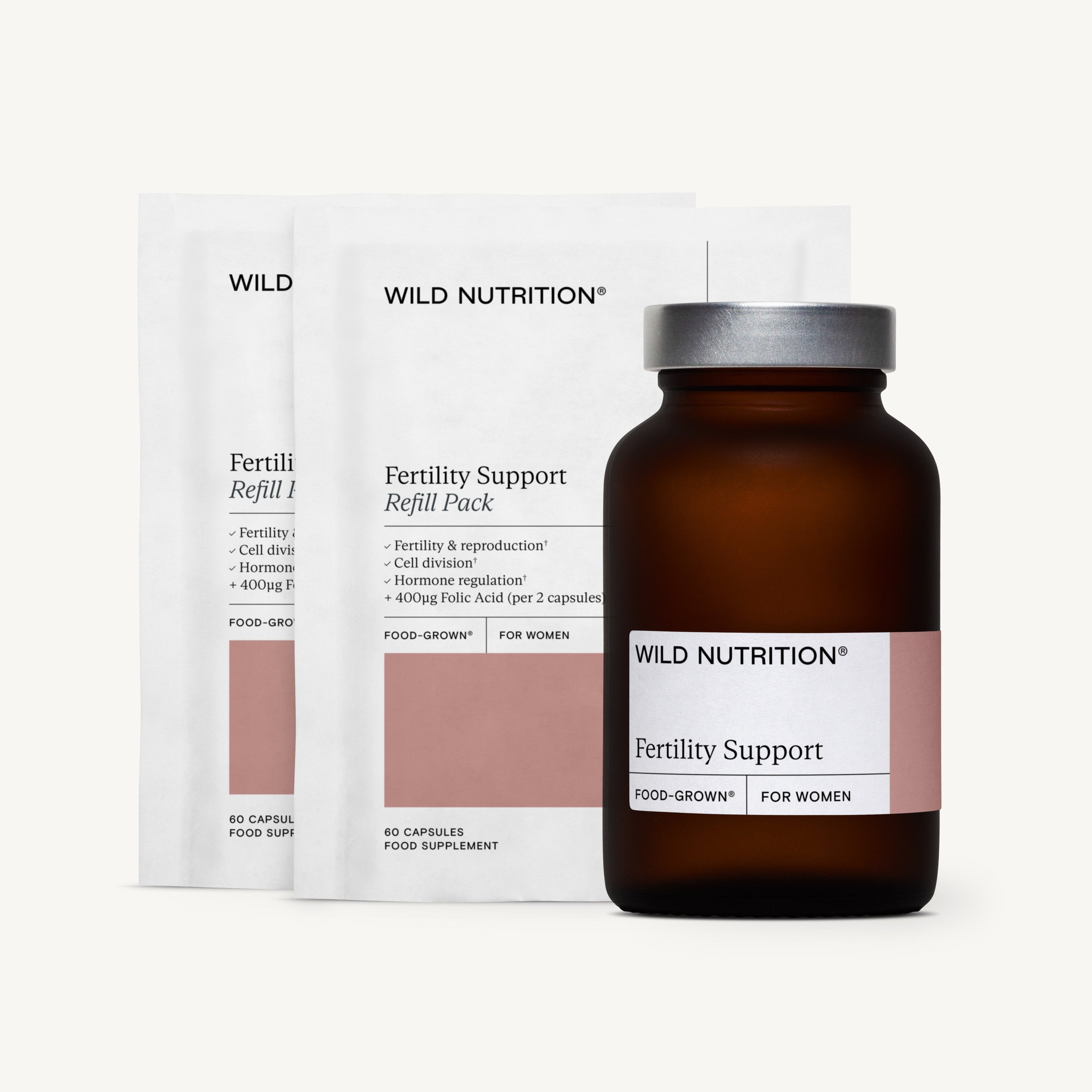 Wild Nutrition Food-Grown® Fertility Support for Women - 3 Month Supply for Female Fertility & Reproductive Health