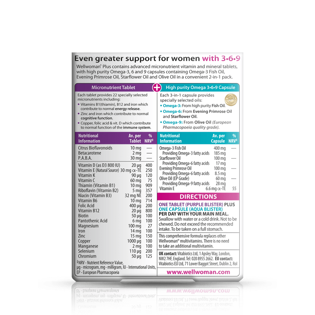 Vitabiotics Wellwoman Plus Omega 3 6 9