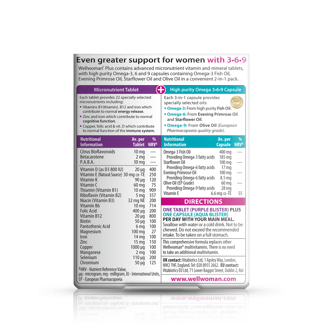 Vitabiotics Wellwoman Plus Omega 3 6 9