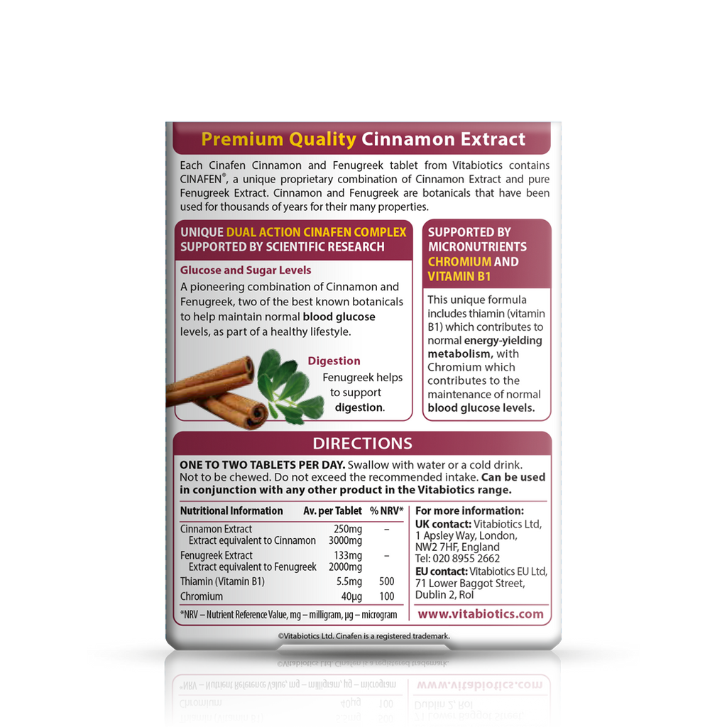 Vitabiotics Cinafen Cinnamon and Fenugreek Supplement
