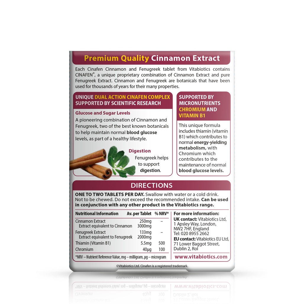 Vitabiotics Cinafen Cinnamon and Fenugreek Supplement