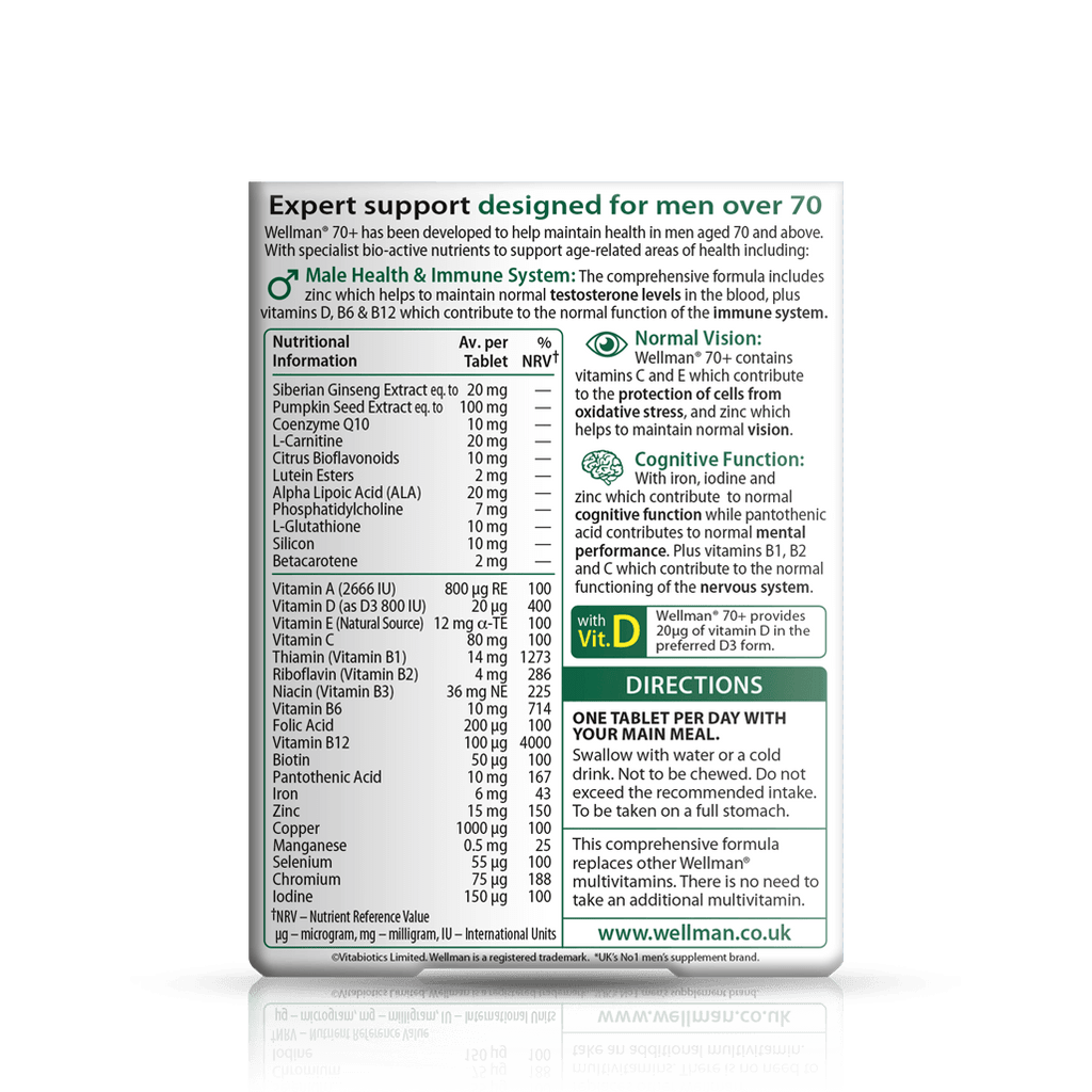 Vitabiotics Wellman 70 Plus Multivitamin