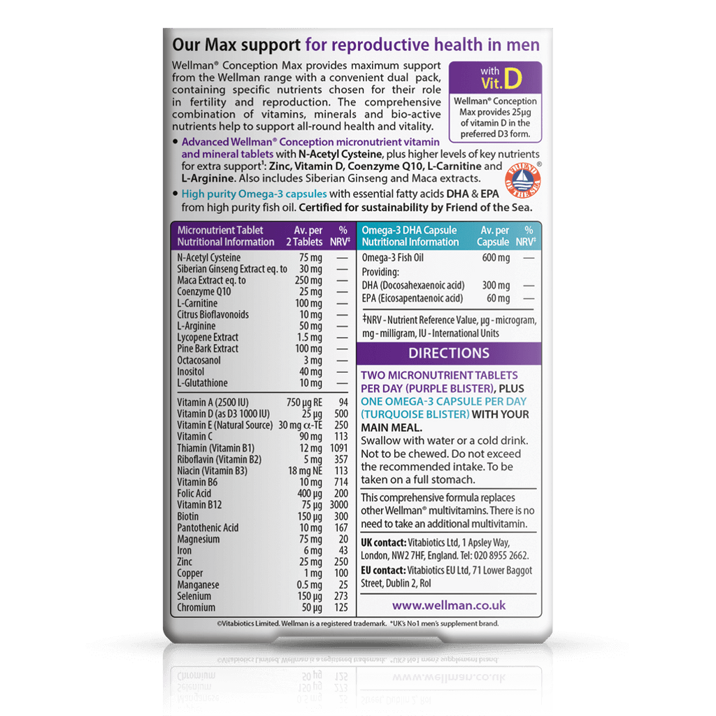 Vitabiotics Wellman Conception Max Fertility Support