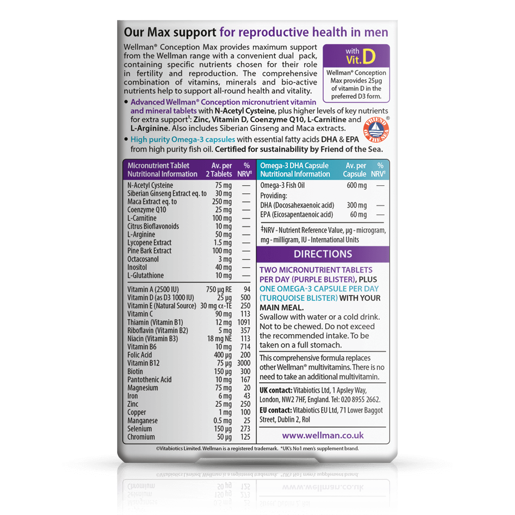 Vitabiotics Wellman Conception Max Fertility Support