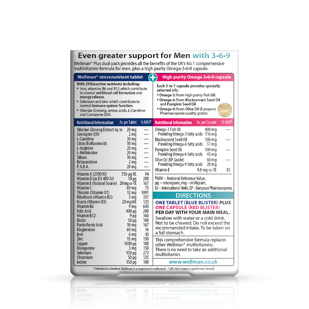 Vitabiotics Wellman Plus Omega 3 6 9