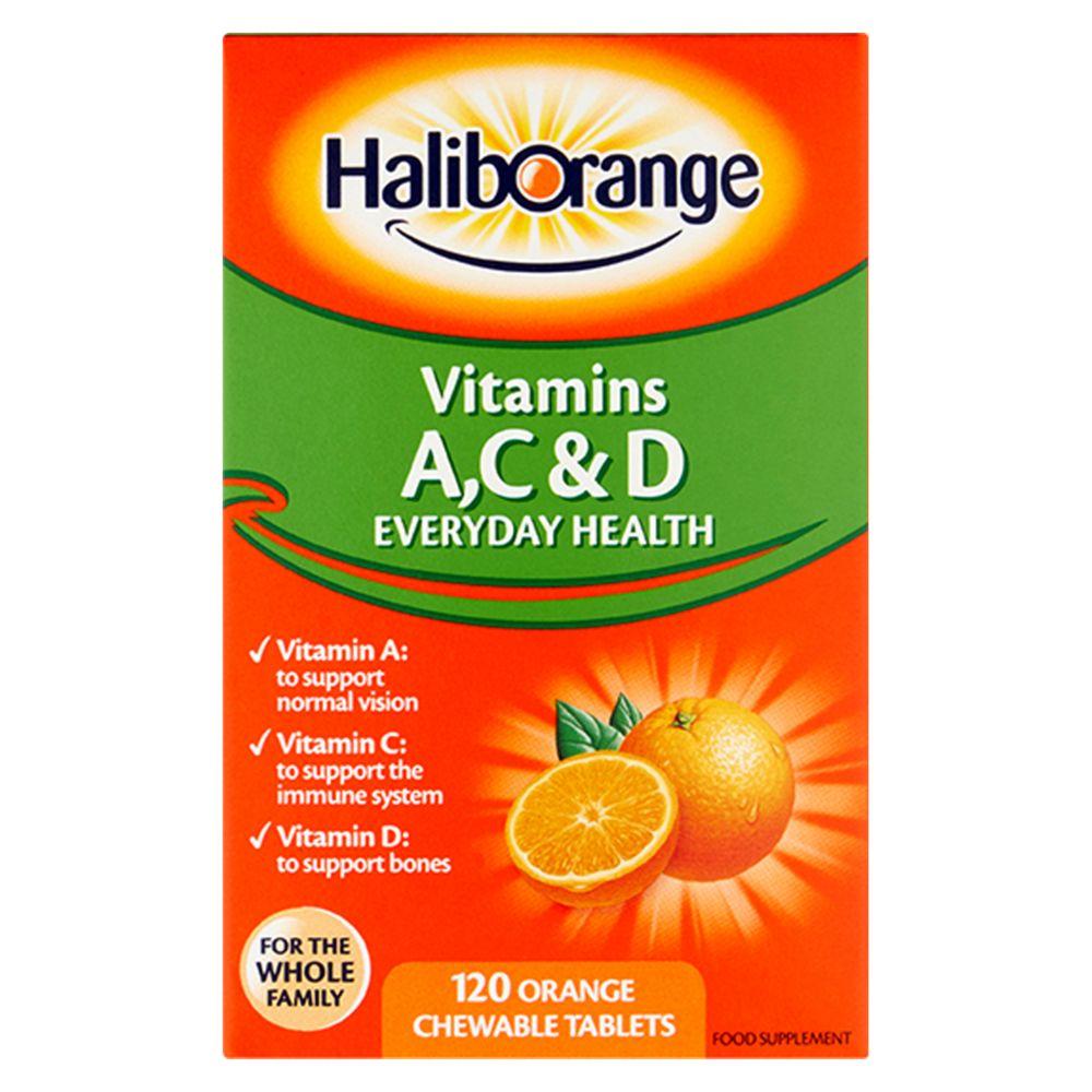 Vitamins A, C & D - 120 Orange Flavour Chewable Tablets