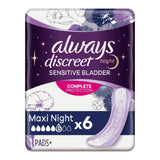 Discreet Incontinence Pads Plus Maxi Night For Sensitive Bladder X 6