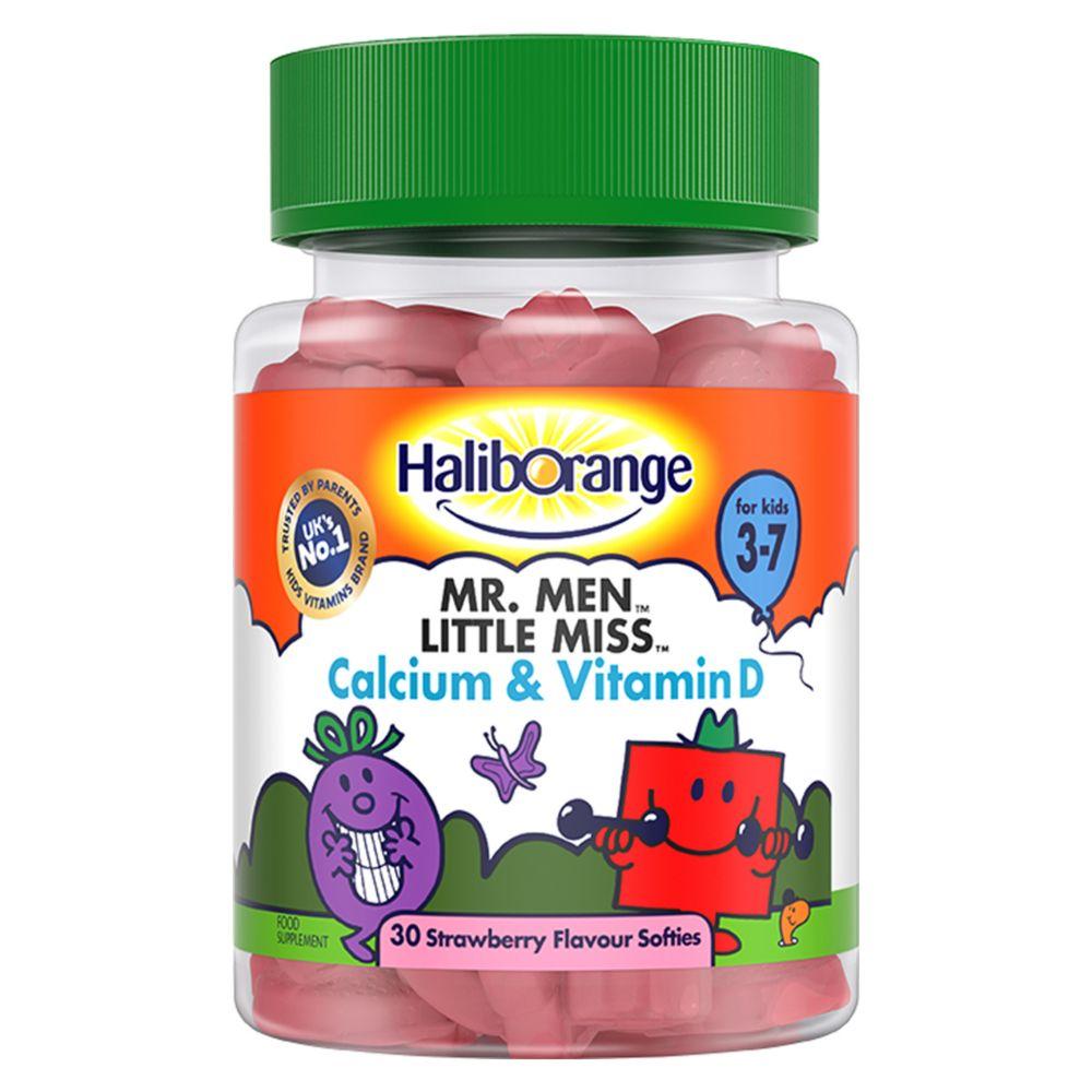 For Kids 3-7 Mr. Men Little Miss Calcium & Vitamin D - 30 Strawberry Flavour Softies