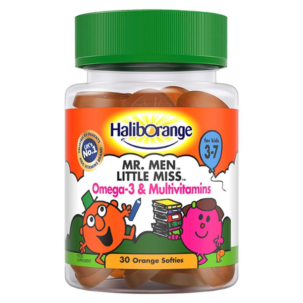 For Kids 3-7 Mr. Men Little Miss Omega 3 & Multivitamins - 30 Orange Softies