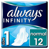 Infinity Normal (Size 1) Sanitary Towels Wings 12 Pads