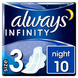 Infinity Night (Size 3) Sanitary Towels Wings 10 Pads