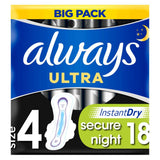 Ultra Secure Night (Size 4) Sanitary Towels Wings 18 Pads